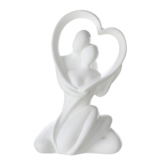 Moline Ceramics Couple Heart Sculpture In White
