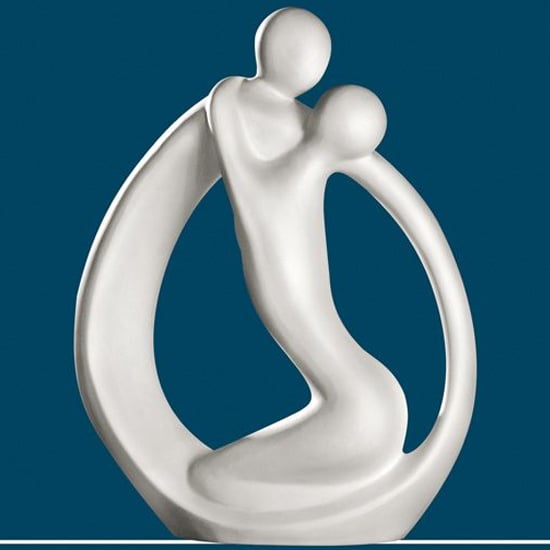 Moline Ceramics Couple Partner Circle Sculpture In White