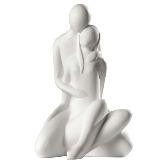 Moline Ceramics Couple Pliant Sitting Pack Sculpture In White