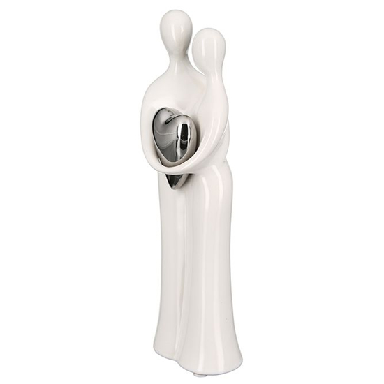Moline Ceramics Couple Sculpture In White And Silver