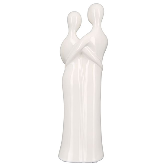 Moline Ceramics Couple Sculpture In White And Silver