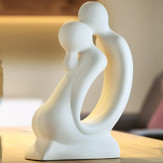 Moline Ceramics Couple The Kiss Sculpture In White
