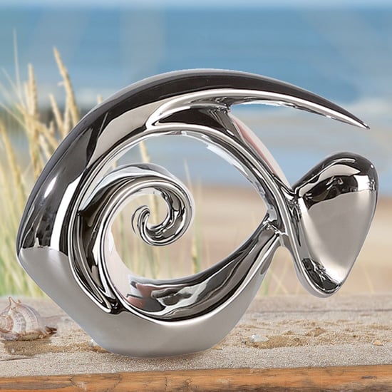 Product photograph of Moline Ceramics Fish Atlantic Sculpture In Silver from Furniture in Fashion