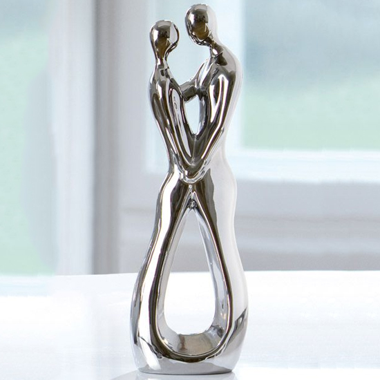 Moline Ceramics Francis Couple Look Of Love Sculpture In Silver