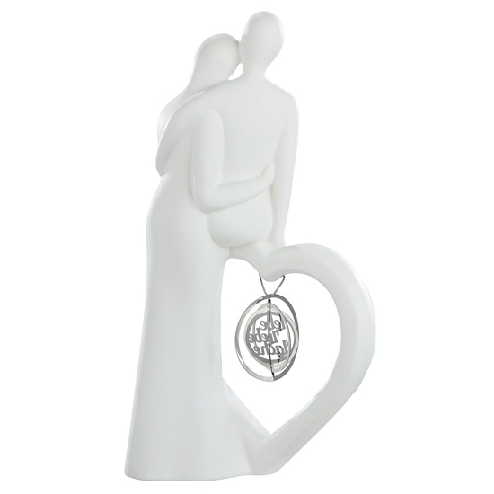 Moline Ceramics Francis Couple Tenderness Sculpture In White_3