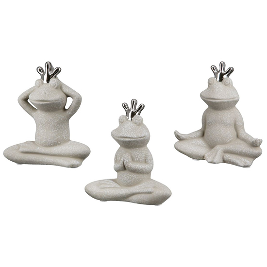 Moline Ceramics Frog Yoga Sculpture In Grey