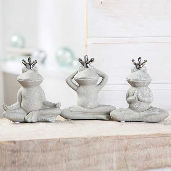 Moline Ceramics Frog Yoga Sculpture In Grey