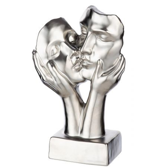 Moline Ceramics Kiss Sculpture In Silver