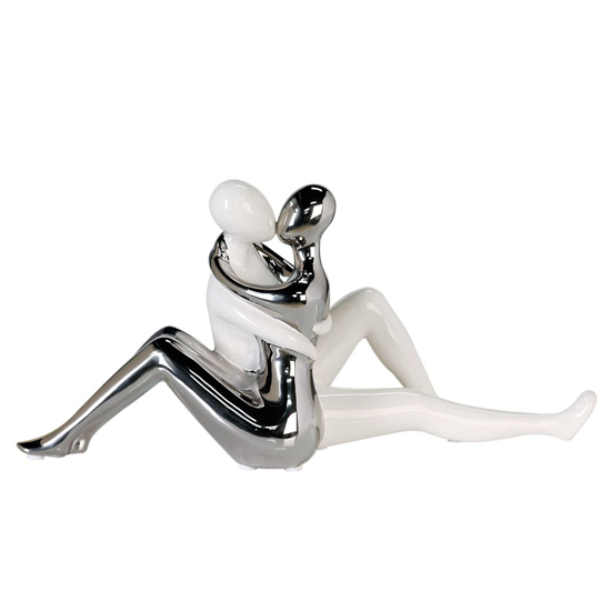 Moline Ceramics Love Story Sculpture In White And Silver