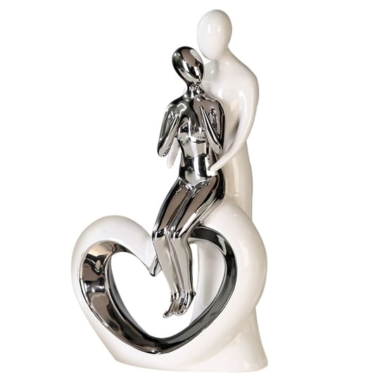 Moline Ceramics Romance Sculpture In Silver And White_2