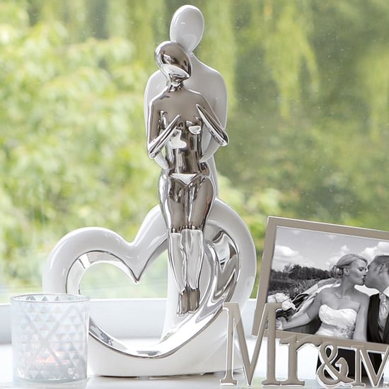 Moline Ceramics Romance Sculpture In Silver And White_3