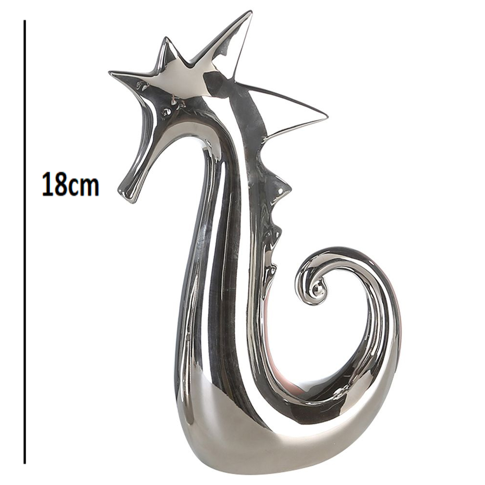 Moline Ceramics Seahorse Sculpture In Silver Shiny