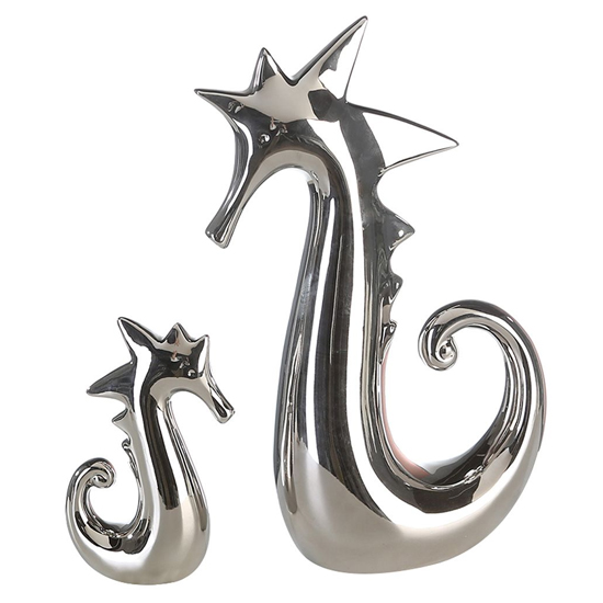 Moline Ceramics Seahorse Sculpture In Silver Shiny