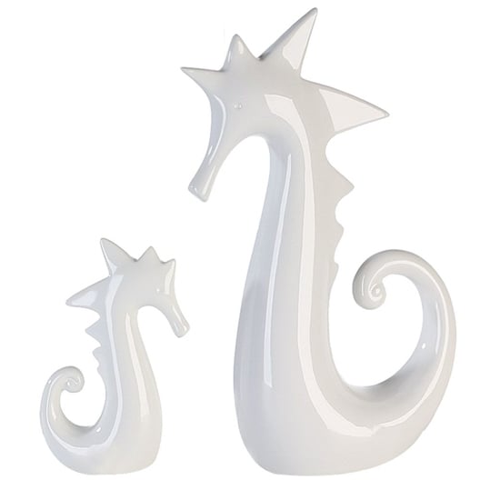 Moline Ceramics Seahorse Sculpture In White Shiny
