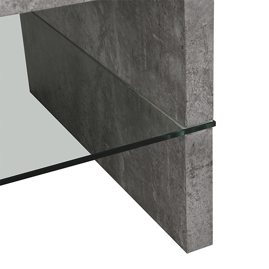 Momo Coffee Table In Concrete Effect With Glass Undershelf_8