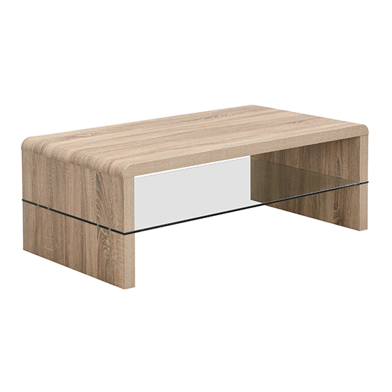 Momo Coffee Table In Sanremo Oak With Glass Undershelf