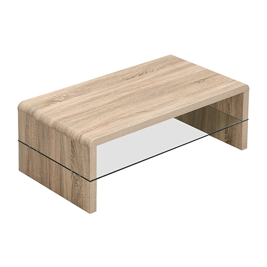 Momo Coffee Table In Sanremo Oak With Glass Undershelf