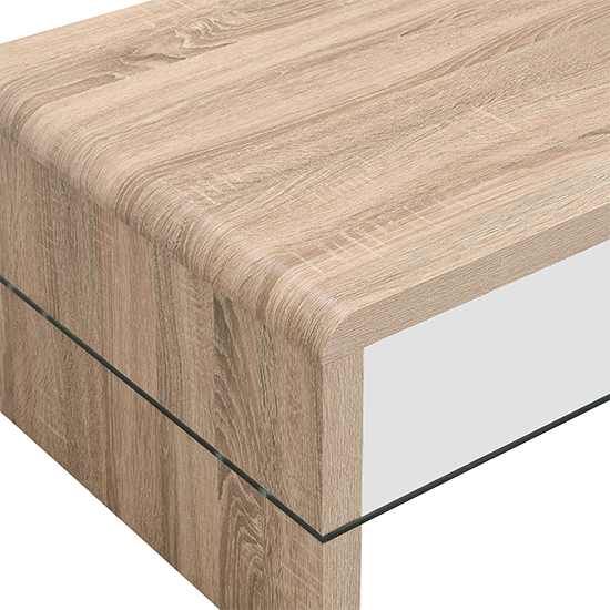 Momo Coffee Table In Sanremo Oak With Glass Undershelf