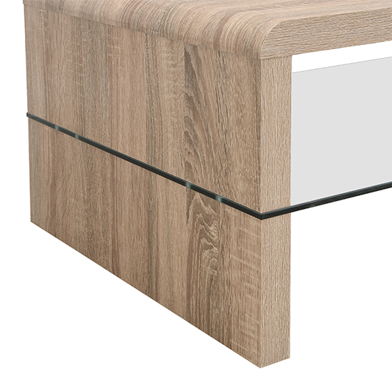 Momo Coffee Table In Sanremo Oak With Glass Undershelf
