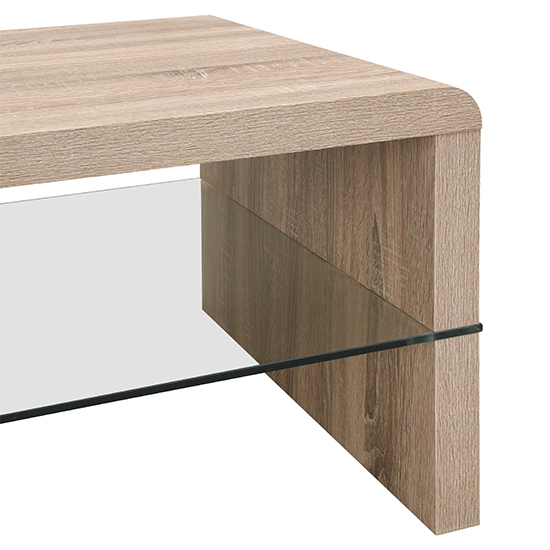 Momo Coffee Table In Sanremo Oak With Glass Undershelf