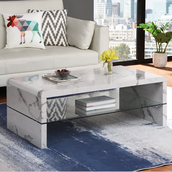 Photo of Momo high gloss coffee table in diva marble effect