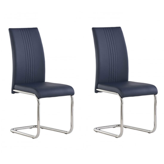 Product photograph of Montila Blue Pu Leather Dining Chair In A Pair from Furniture in Fashion