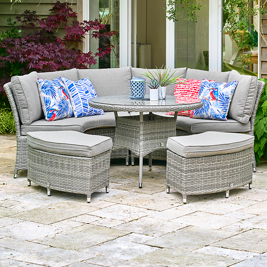 Read more about Meltan outdoor modular curved lounge dining set in pebble grey