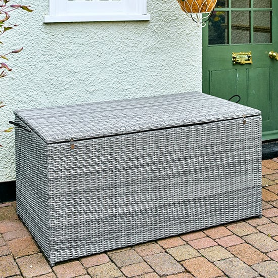 Product photograph of Meltan Outdoor Cushion Storage Box In Pebble Grey from Furniture in Fashion