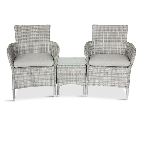 Meltan Outdoor Duo Companion Set With Side Table In Pebble Grey