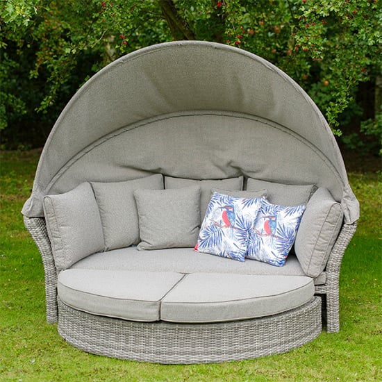 Meltan Outdoor Round Daybed In Pebble Grey