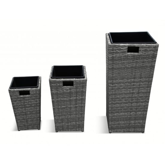 Product photograph of Meltan Outdoor Set Of 3 Planters In Pebble Grey from Furniture in Fashion