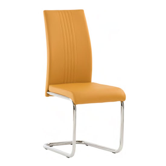 Product photograph of Montila Pu Leather Dining Chair In Mustard from Furniture in Fashion
