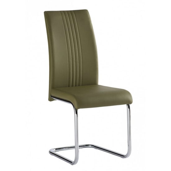 Product photograph of Montila Pu Leather Dining Chair In Olive Green from Furniture in Fashion