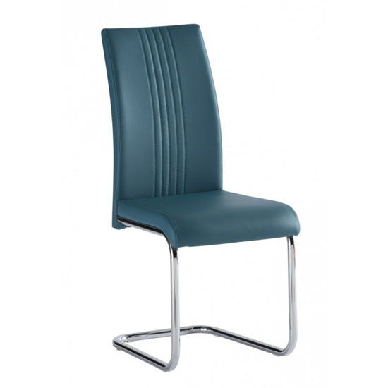 Product photograph of Montila Pu Leather Dining Chair In Teal from Furniture in Fashion