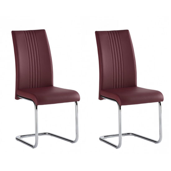 Product photograph of Montila Red Pu Leather Dining Chair In A Pair from Furniture in Fashion