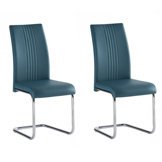 Product photograph of Montila Teal Pu Leather Dining Chair In A Pair from Furniture in Fashion