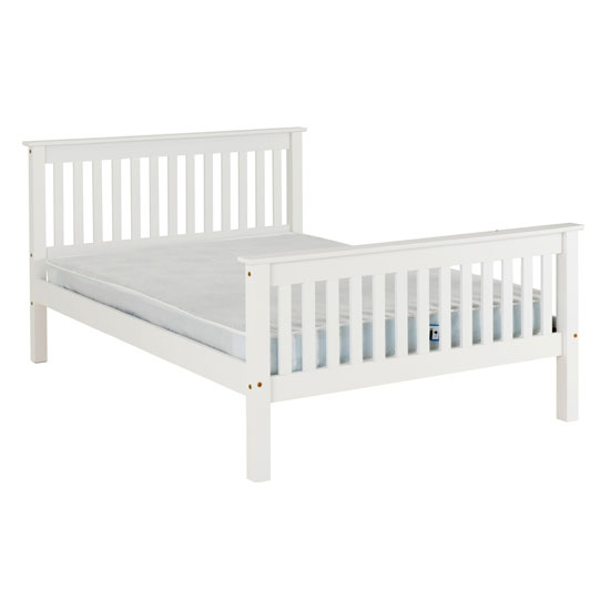 Merlin Wooden High Foot End Small Double Bed In White