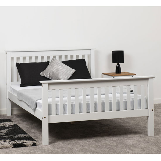 Photo of Merlin wooden high foot end small double bed in white