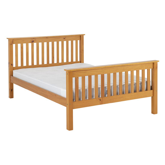 Merlin Wooden High Foot End Double Bed In Antique Pine_2