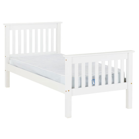 Merlin Wooden High Foot End Single Bed In White_2
