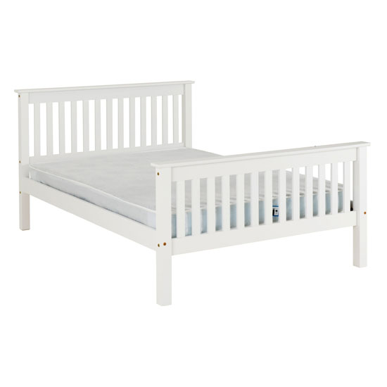 Merlin Wooden High Foot End King Size Bed In White_2