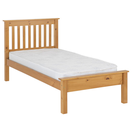 Read more about Merlin wooden low foot end single bed in antique pine