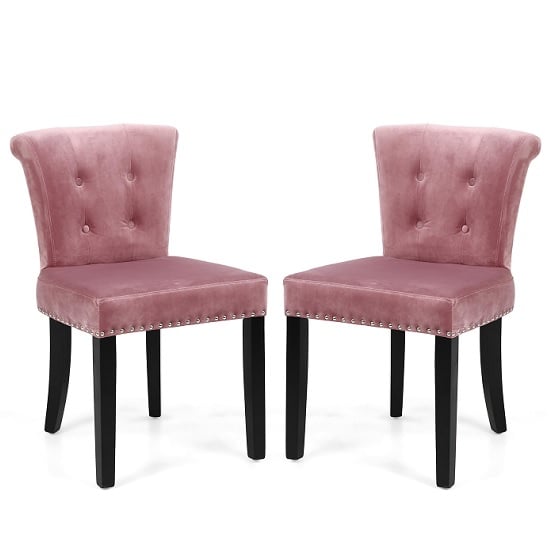 Monet Accent Chair In Brushed Velvet Pink Blush In A Pair