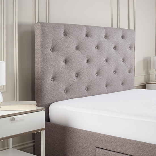 Monet Fabric Double Bed With Drawers In Grey Marl