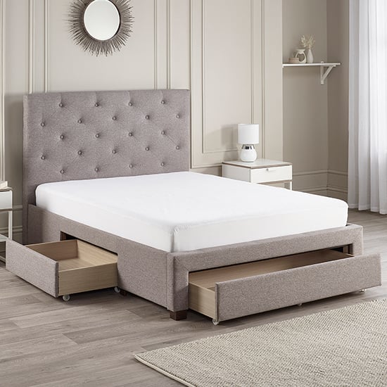 Read more about Monet fabric double bed with drawers in grey marl