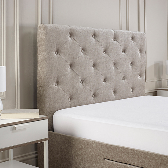 Monet Fabric King Size Bed With Drawers In Mink