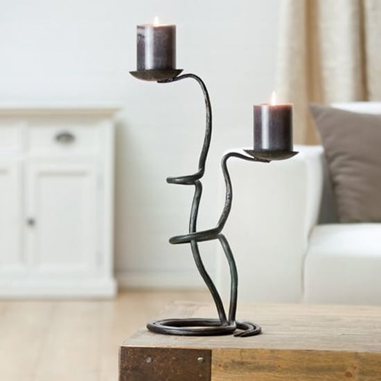 Product photograph of Moneta Iron 2 Flame Candleholder In Antique Black from Furniture in Fashion