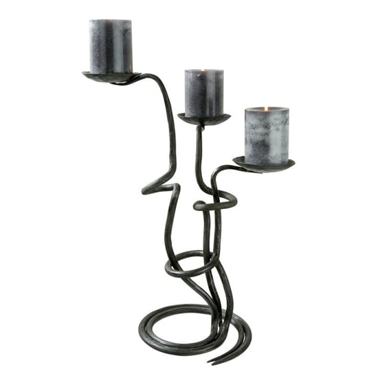 Product photograph of Moneta Iron 3 Flame Candleholder In Antique Black from Furniture in Fashion