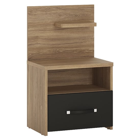 Read more about Moneti wooden bedside cabinet with 1 drawer in oak and black
