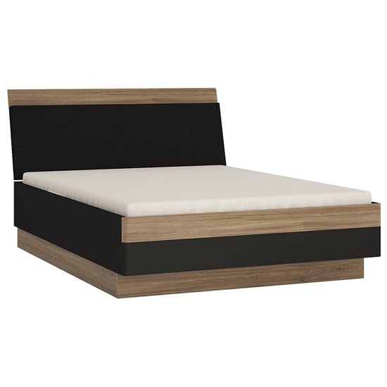 Read more about Moneti wooden king size bed in stirling oak and matt black